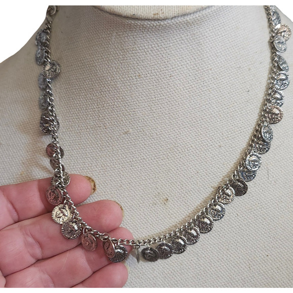 Vtg Mini Petite Francaise Republique Gold Tone Coin Long Necklace - Picture 4 of 5